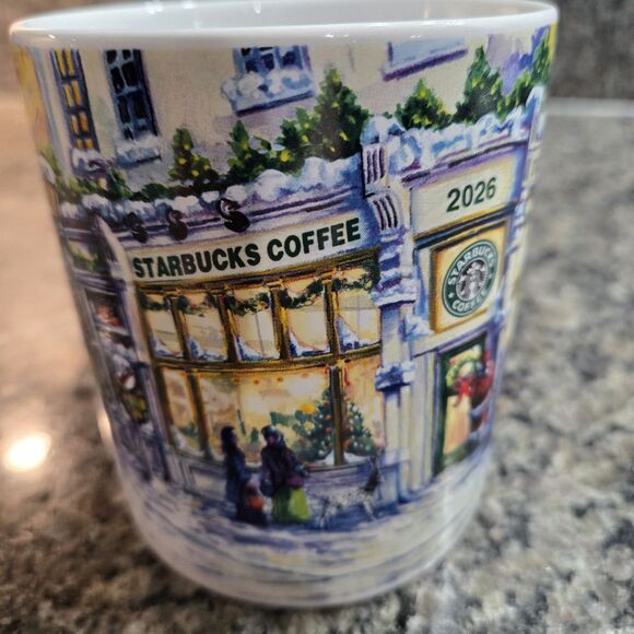 Starbucks Barista Vintage Public Market Winter Scene Christmas 2001 Mug - Picture 2 of 7